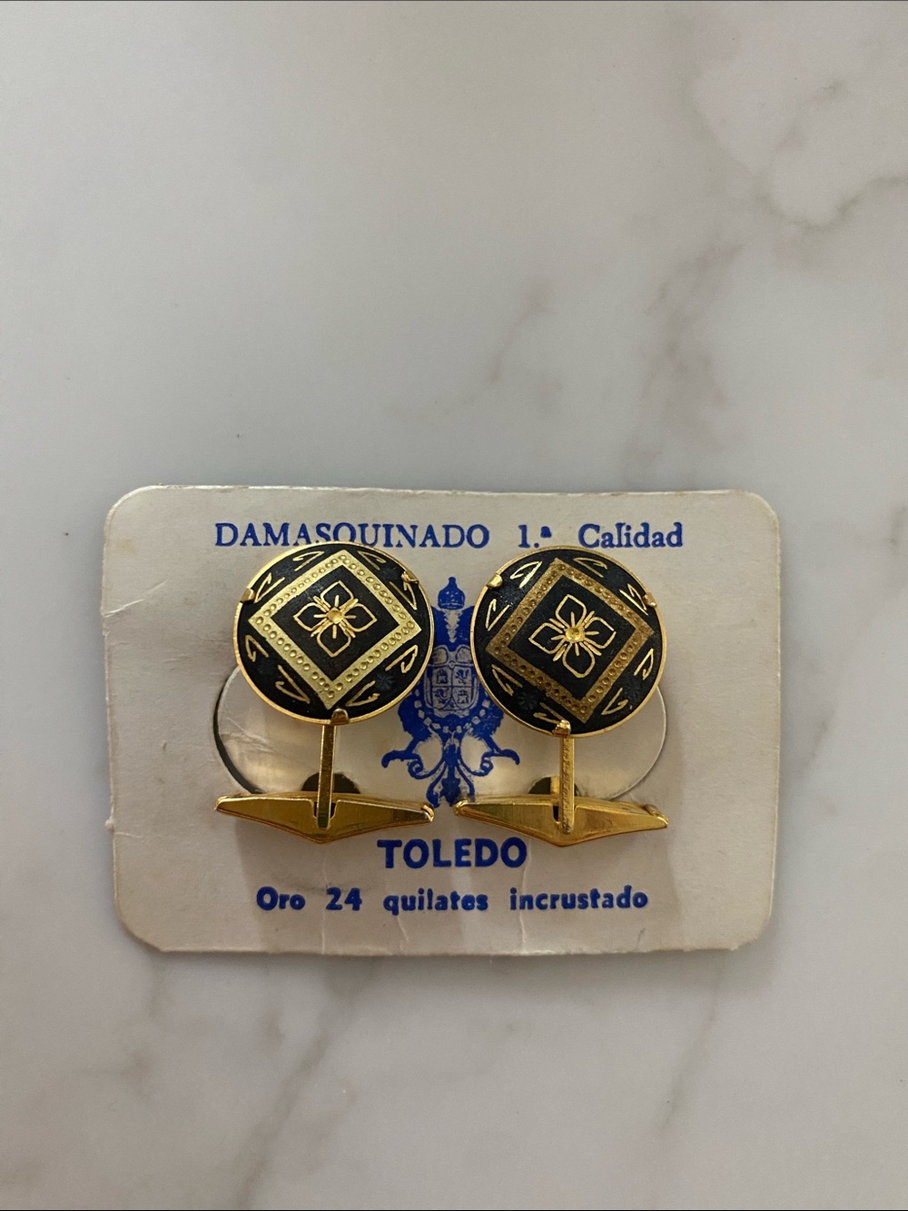 NWT Vintage Damascene Gold Bar-Style Cufflinks